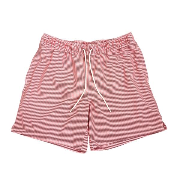 Goodfellow & Co Swim Trunks Red White Lined Bathing Suit Size Men's Large - Picture 1 of 3